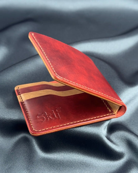 bifold leather wallet slightly open URBAN model