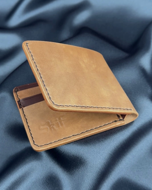 bifold leather wallet slightly open URBAN model
