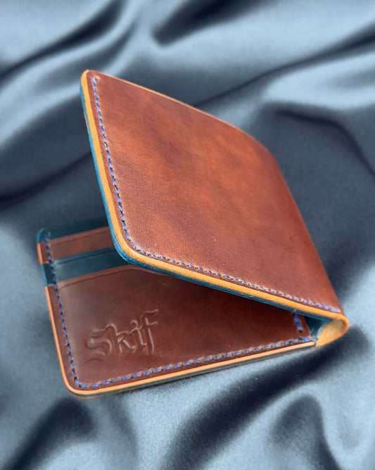 bifold leather wallet slightly open URBAN model