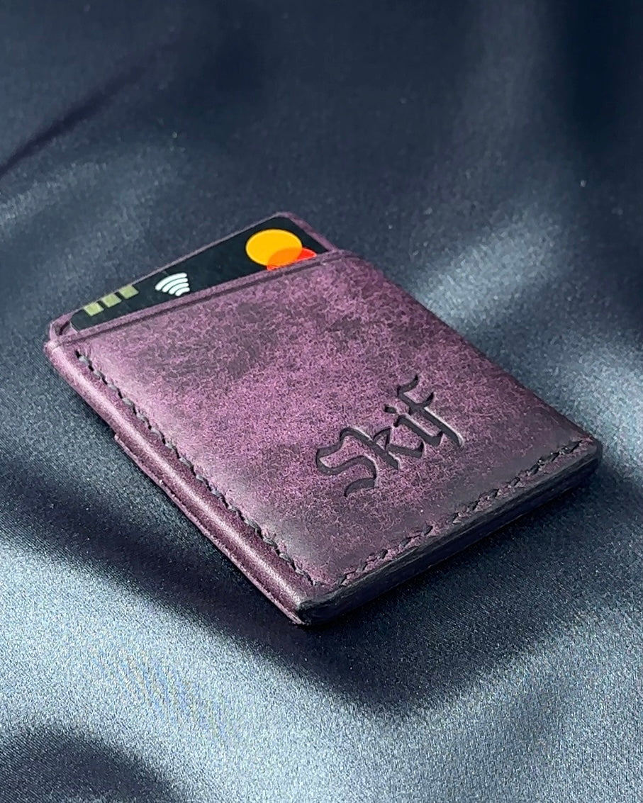 leather card holder slim profile side angle SOLO model