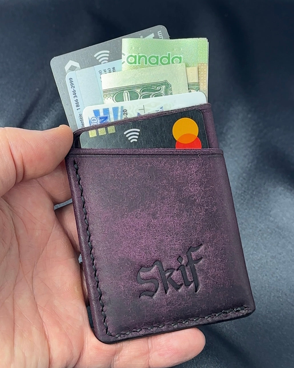 leather card holder multiple cards and cash capacity SOLO model