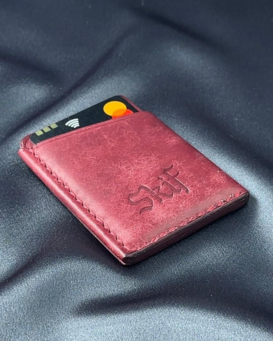 leather card holder slim profile side angle SOLO model