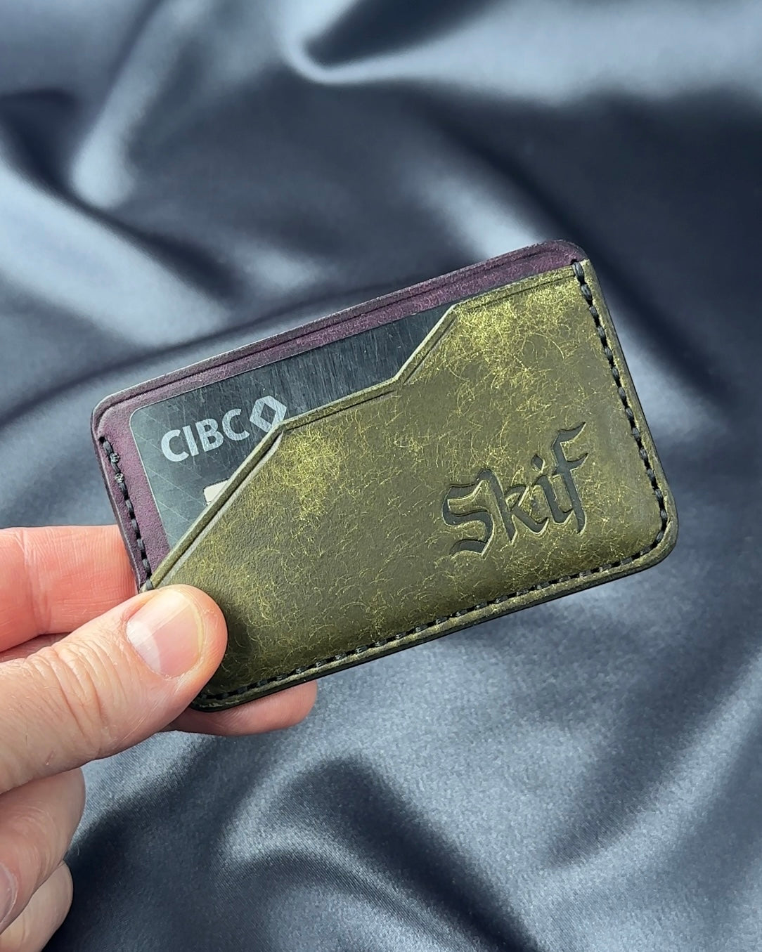 leather card holder card access angled slot EDGE model