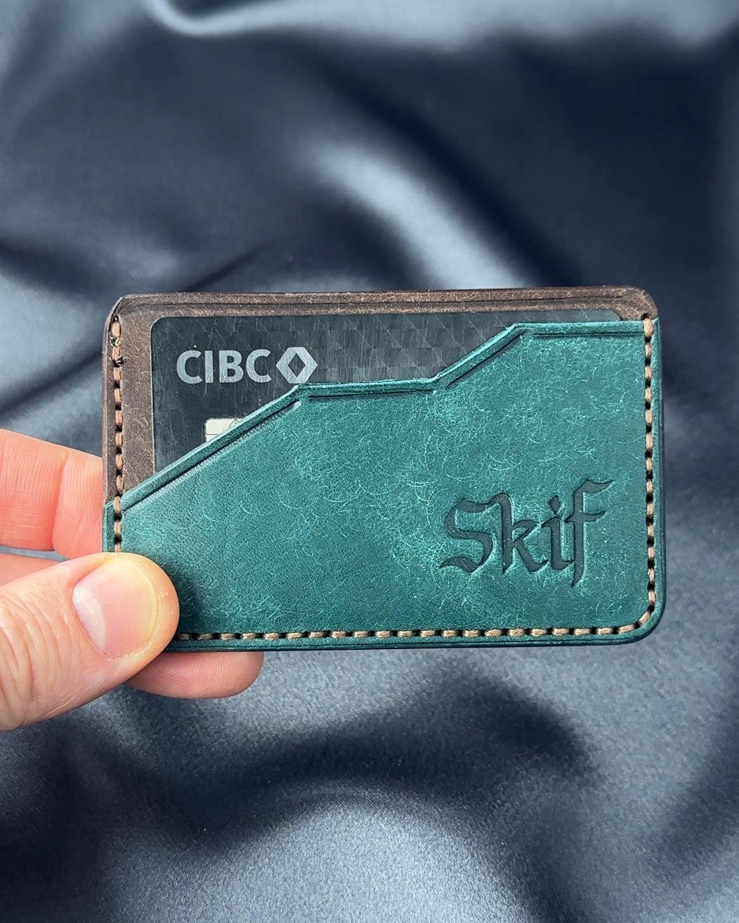leather card holder card access angled slot EDGE model