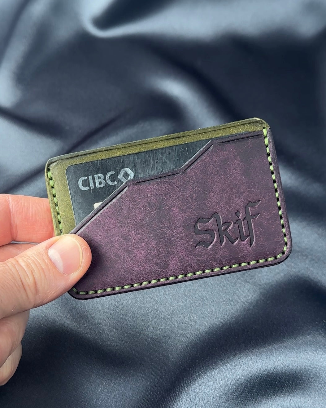 leather card holder card access angled slot EDGE model