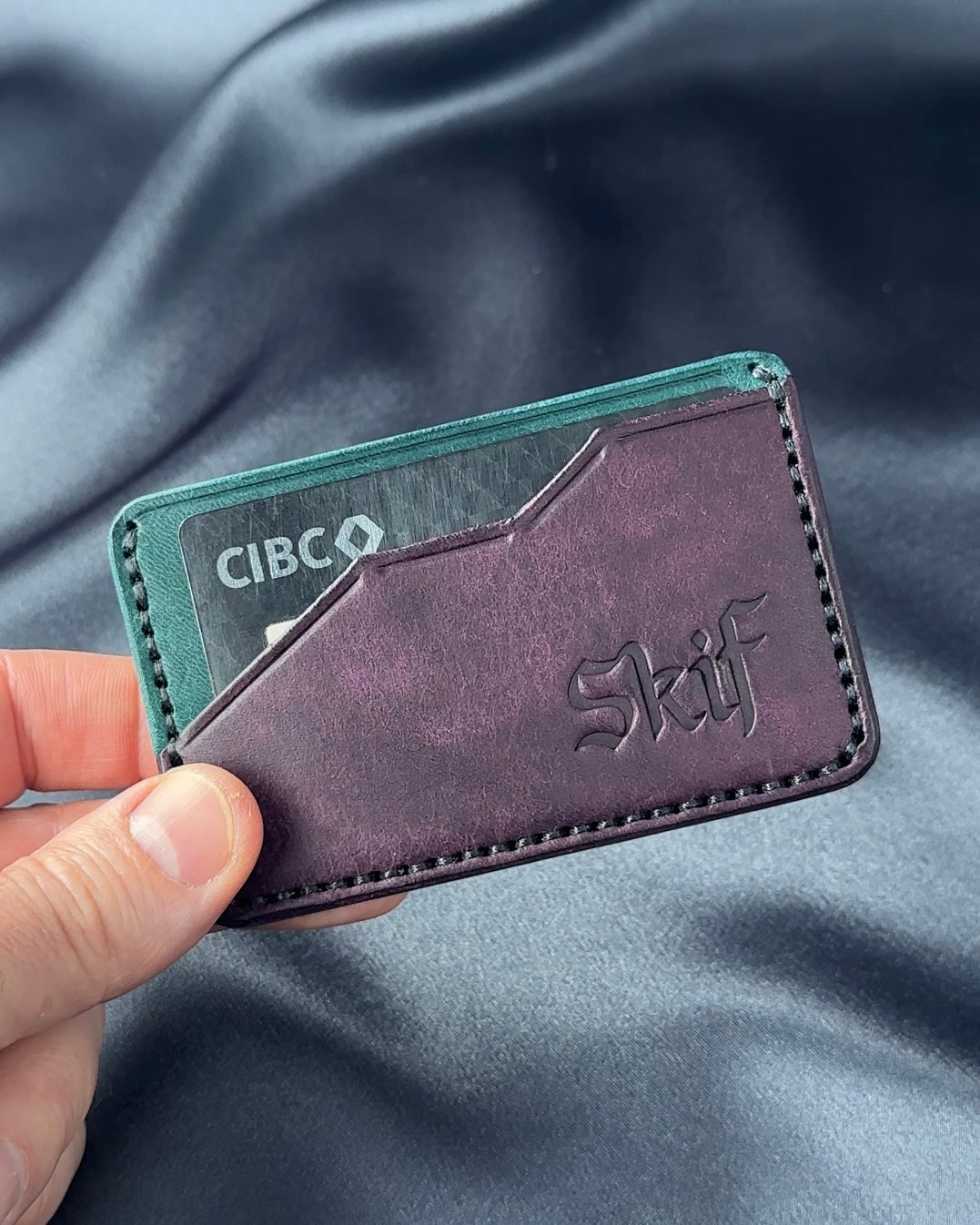 leather card holder card access angled slot EDGE model