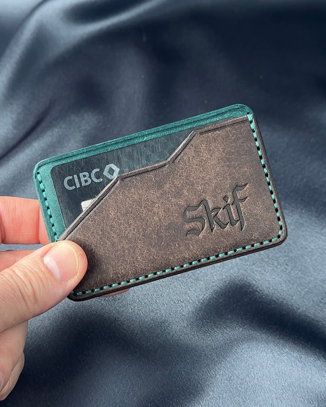 leather card holder card access angled slot EDGE model