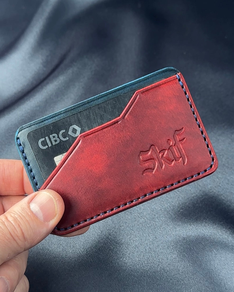 leather card holder card access angled slot EDGE model