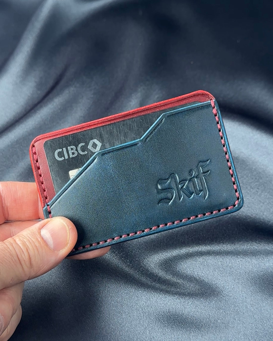 leather card holder card access angled slot EDGE model