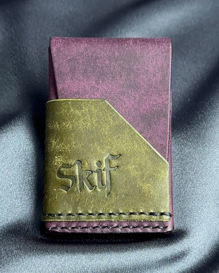 minimalist leather card holder angled front pocket dual color SHIFT model