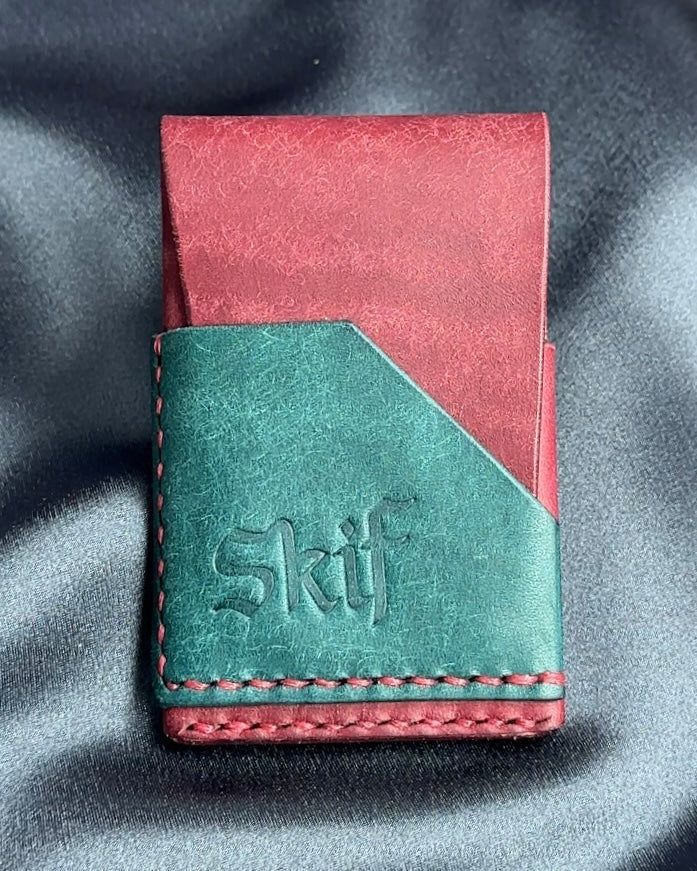 minimalist leather card holder angled front pocket dual color SHIFT model