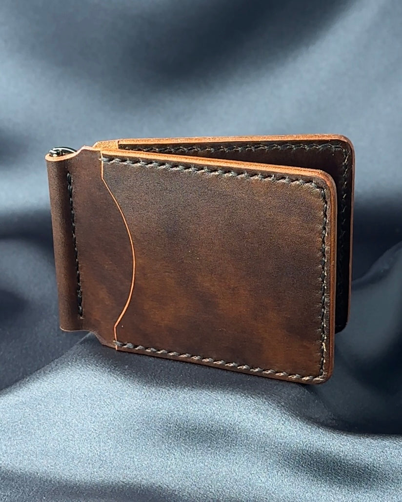 money clip wallet angled view Museum leather MONEY CLIP model
