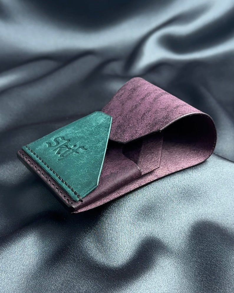 slim snap leather wallet open FUSION model