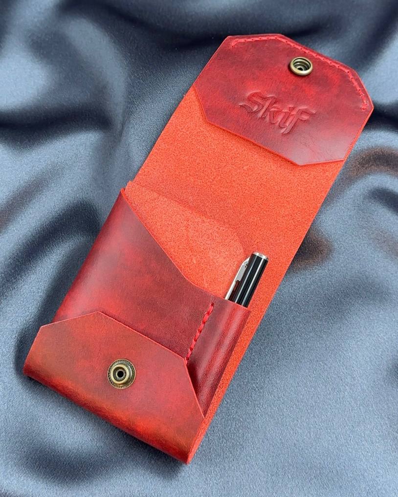 compact leather wallet interior pen holder ATLAS model