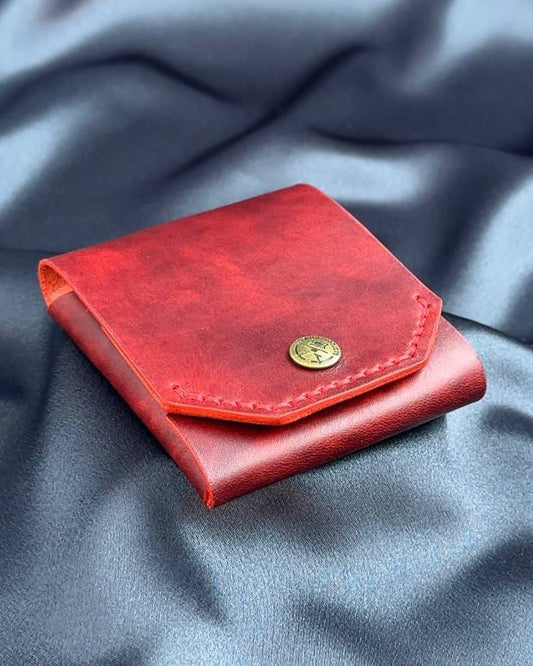 compact leather wallet closed side view ATLAS model