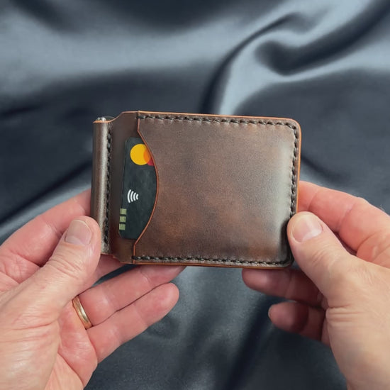 money clip wallet hands holding view Museum leather MONEY CLIP model